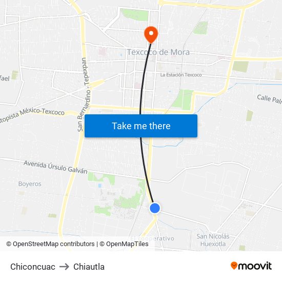 Chiconcuac to Chiautla map