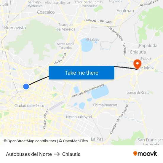 Autobuses del Norte to Chiautla map