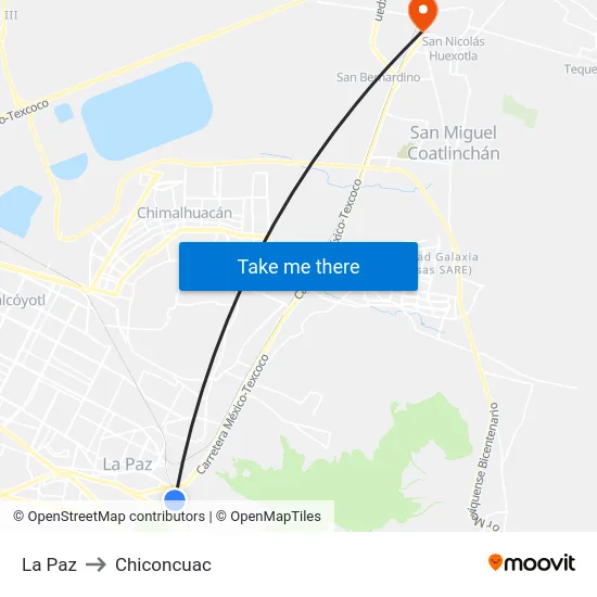 La Paz to Chiconcuac map