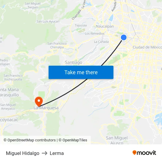 Miguel Hidalgo to Lerma map