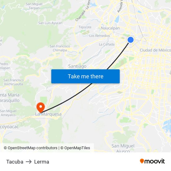 Tacuba to Lerma map