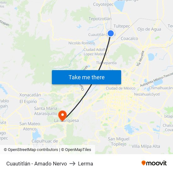 Cuautitlán - Amado Nervo to Lerma map