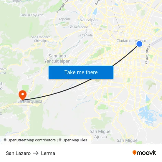 San Lázaro to Lerma map