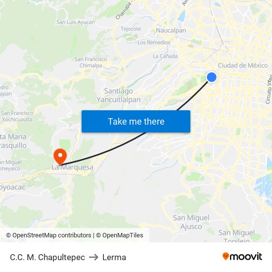 C.C. M. Chapultepec to Lerma map