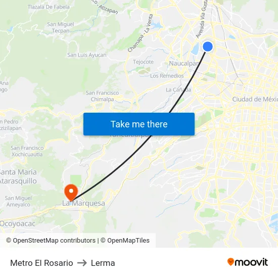 Metro El Rosario to Lerma map