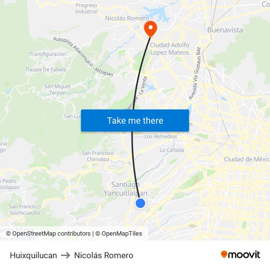 Huixquilucan to Nicolás Romero map