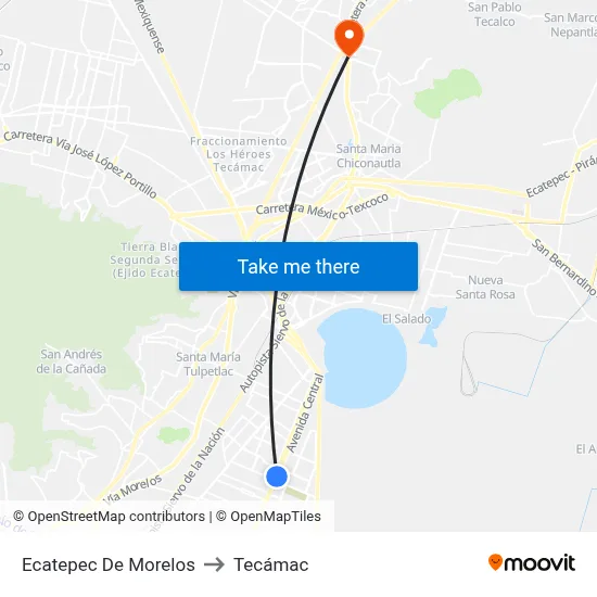 Ecatepec De Morelos to Tecámac map
