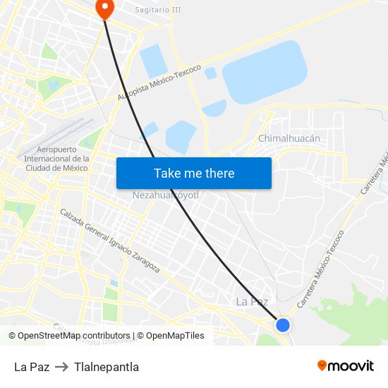 La Paz to Tlalnepantla map