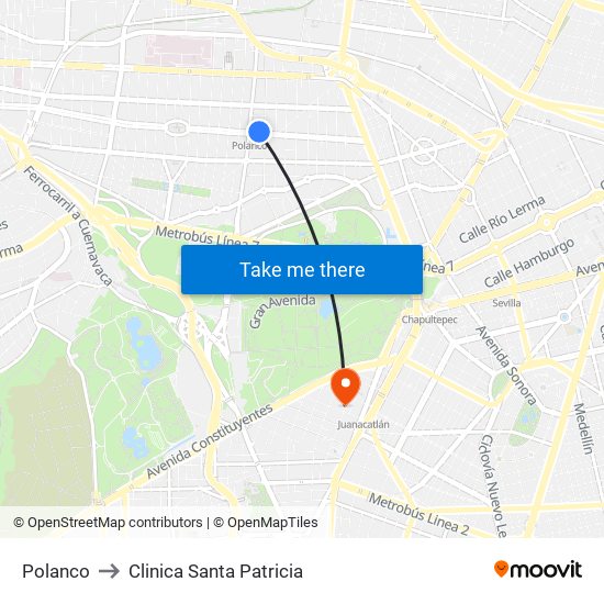 Polanco to Clinica Santa Patricia map