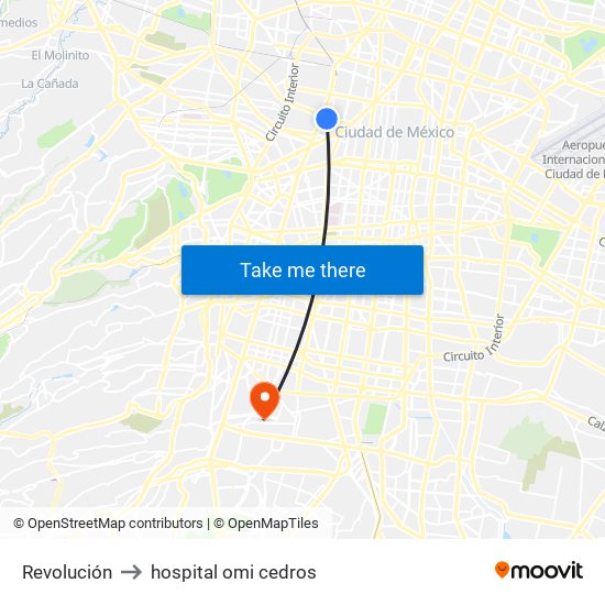 Revolución to hospital omi cedros map