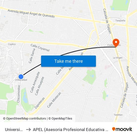 Universidad to APEL (Asesoria Profesional Educativa en Línea) map
