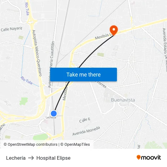 Lechería to Hospital Elipse map