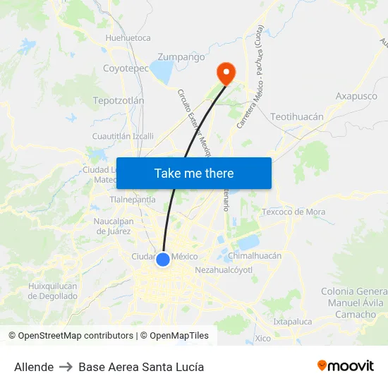 Allende to Base Aerea Santa Lucía map