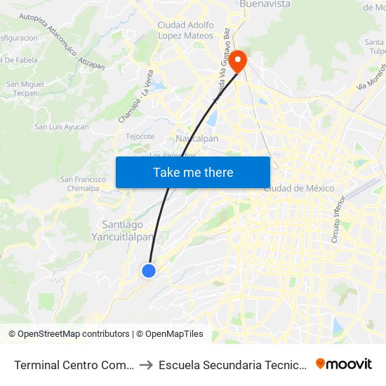 Terminal Centro Comercial Santa Fé to Escuela Secundaria Tecnica N.4 Ruiz Cortinez map