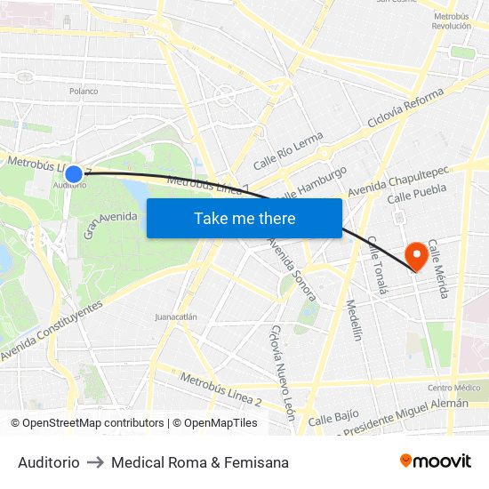 Auditorio to Medical Roma & Femisana map