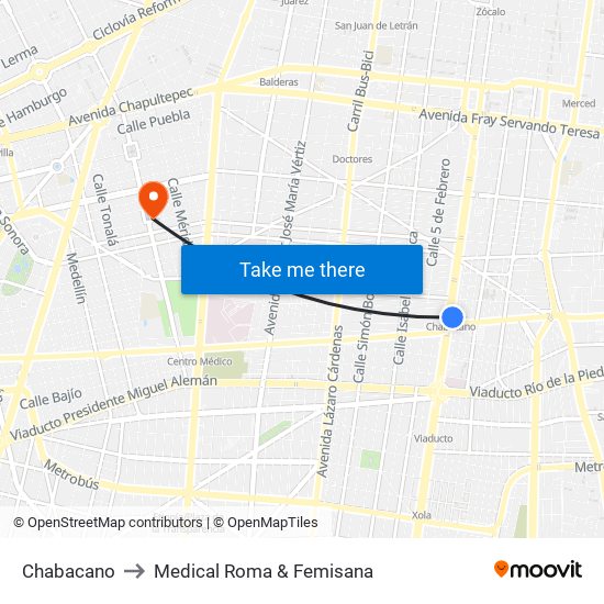 Chabacano to Medical Roma & Femisana map