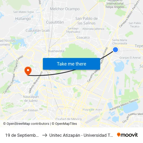 19 de Septiembre (Mexibus) a Unitec Atizapán - Universidad Tecnológica ...