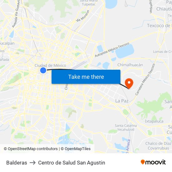 Balderas to Centro de Salud San Agustin map