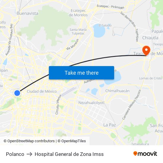Polanco to Hospital General de Zona Imss map