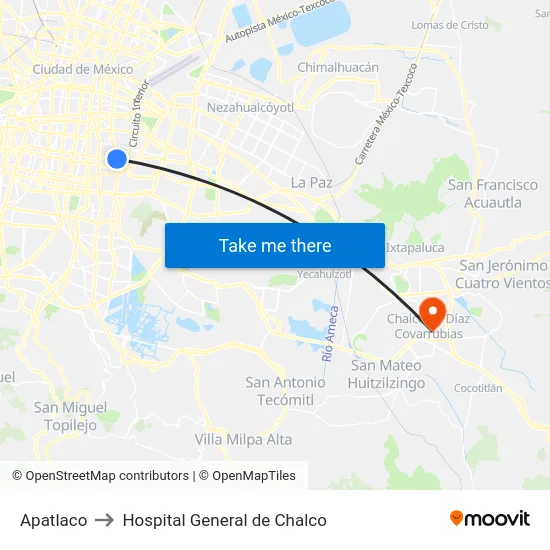 Apatlaco to Hospital General de Chalco map