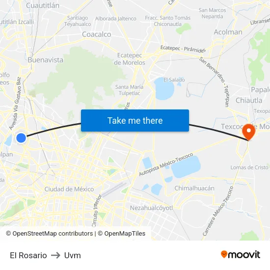 El Rosario to Uvm map