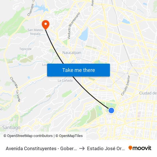Avenida Constituyentes - Gobernador Tiburcio Montiel to Estadio José Ortega Martínez map