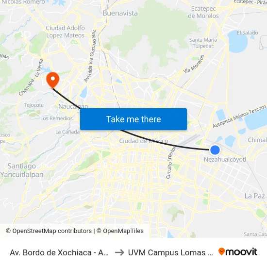 Av. Bordo de Xochiaca - Av. Victor to UVM Campus Lomas Verdes map