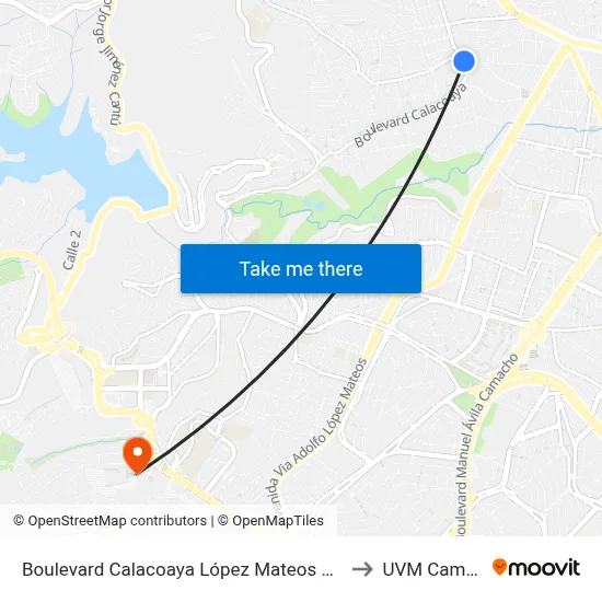 Boulevard Calacoaya López Mateos Atizapán de Zaragoza Estado de México 54054 México to UVM Campus Lomas Verdes map