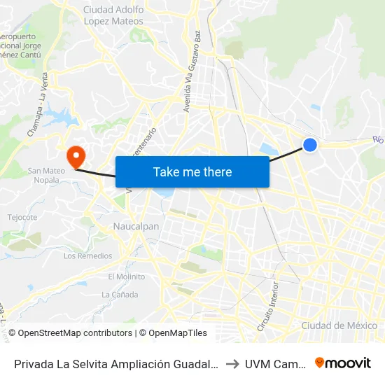 Privada La Selvita Ampliación Guadalupe Proletaria Gustavo A. Madero Cdmx 07680 México to UVM Campus Lomas Verdes map