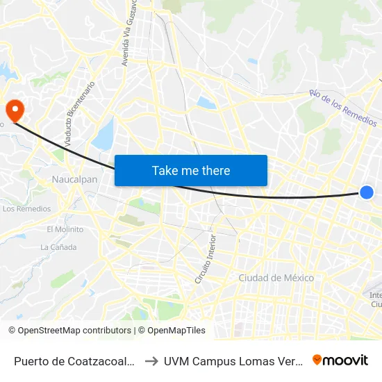 Puerto de Coatzacoalcos to UVM Campus Lomas Verdes map