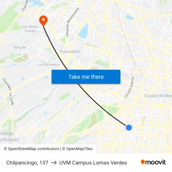 Chilpancingo, 137 to UVM Campus Lomas Verdes map