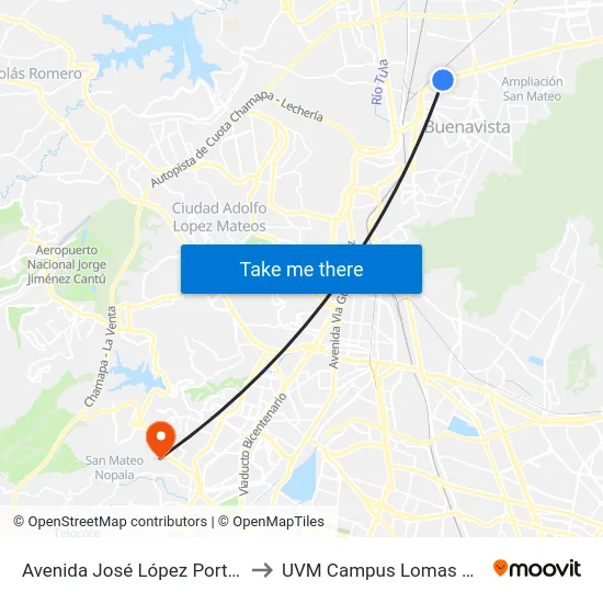 Avenida José López Portillo, 78 to UVM Campus Lomas Verdes map