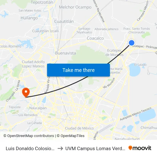 Luis Donaldo Colosio, 9 to UVM Campus Lomas Verdes map