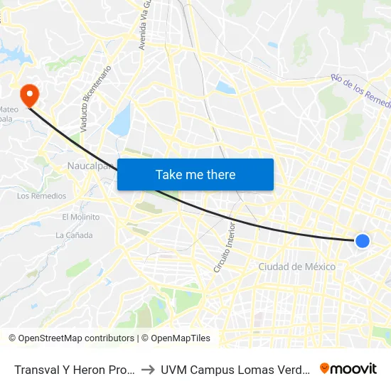 Transval Y Heron Proal to UVM Campus Lomas Verdes map