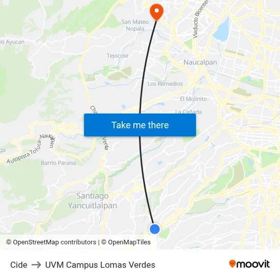 Cide to UVM Campus Lomas Verdes map
