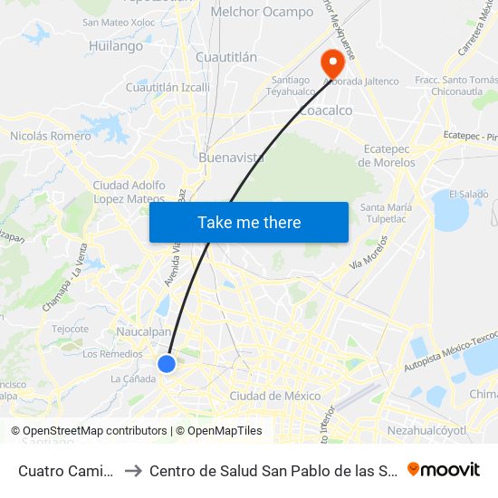 Cuatro Caminos to Centro de Salud San Pablo de las Salinas map