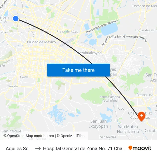 Aquiles Serdán to Hospital General de Zona No. 71 Chalco IMSS map