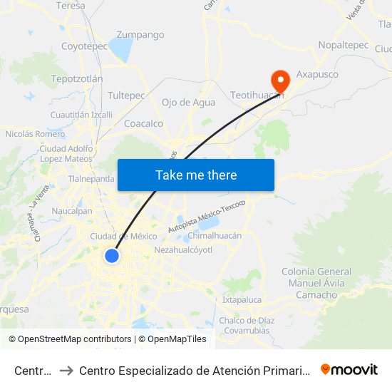 Centro Médico to Centro Especializado de Atención Primaria a la Salud "Ignacio López Rayón Bicentenario" map