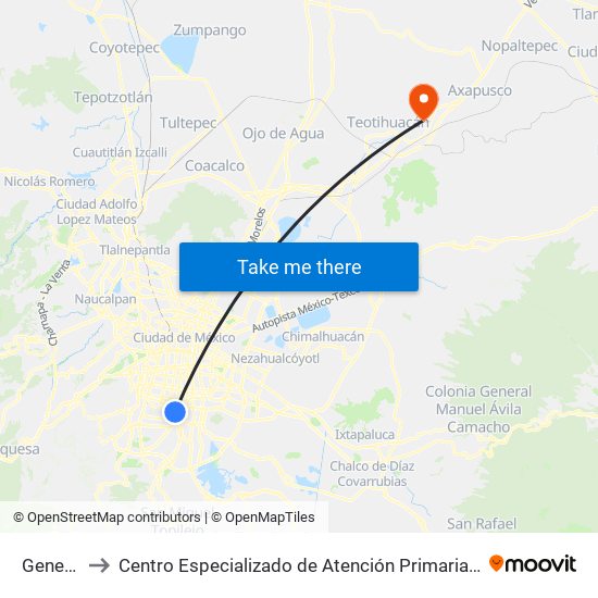 General Anaya to Centro Especializado de Atención Primaria a la Salud "Ignacio López Rayón Bicentenario" map