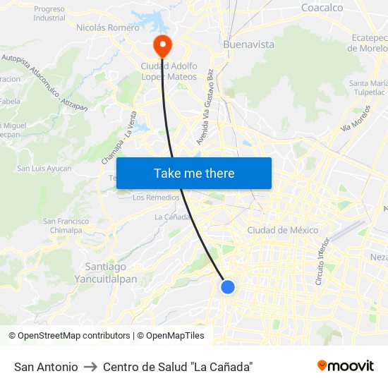 San Antonio to Centro de Salud "La Cañada" map