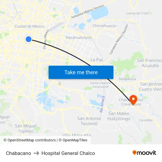 Chabacano to Hospital General Chalco map