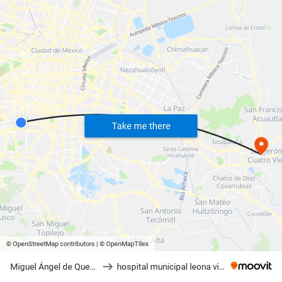 Miguel Ángel de Quevedo to hospital municipal leona vicario map