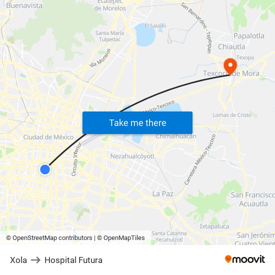 Xola to Hospital Futura map