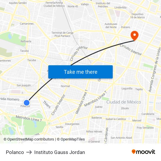 Polanco to Instituto Gauss Jordan map