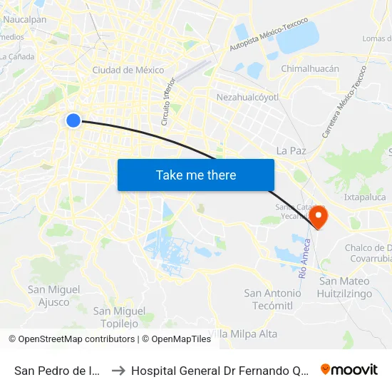 San Pedro de los Pinos to Hospital General Dr Fernando Quiroz Gutierrez map