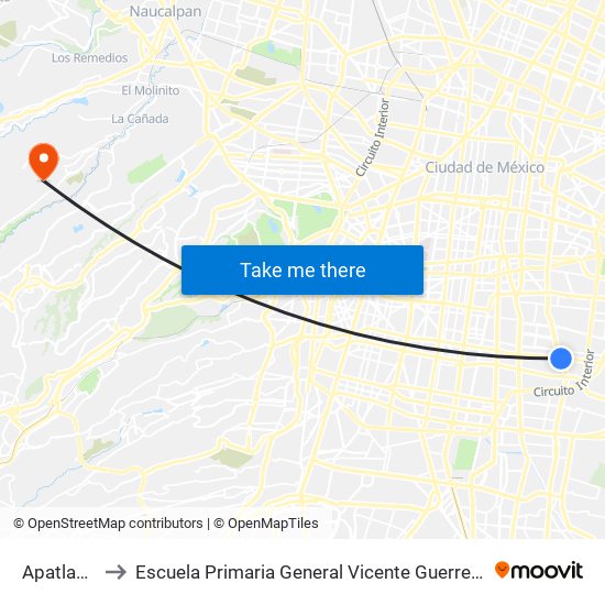 Apatlaco to Escuela Primaria General Vicente Guerrero map
