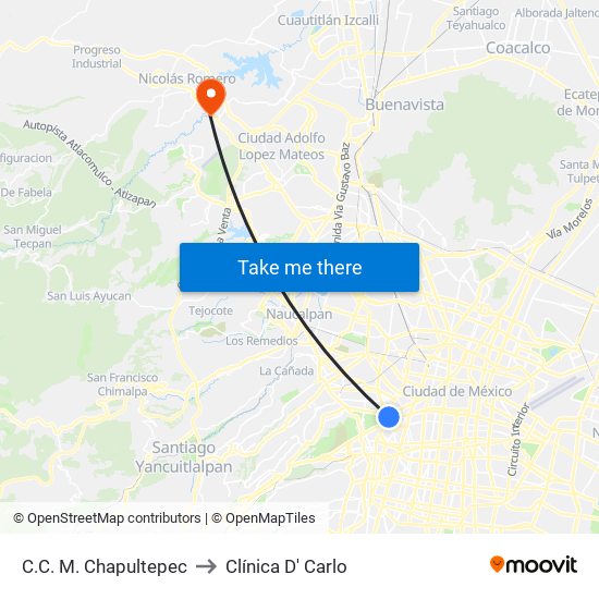 C.C. M. Chapultepec to Clínica D' Carlo map