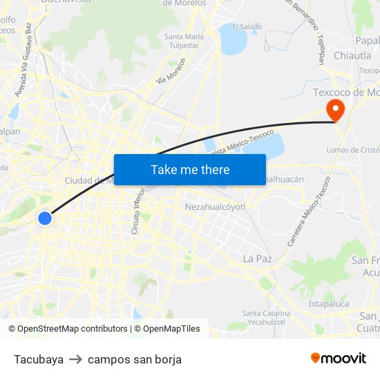 Tacubaya to campos san borja map