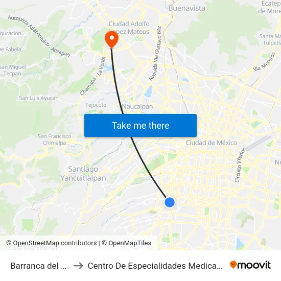 Barranca del Muerto to Centro De Especialidades Medicas San Patricio map