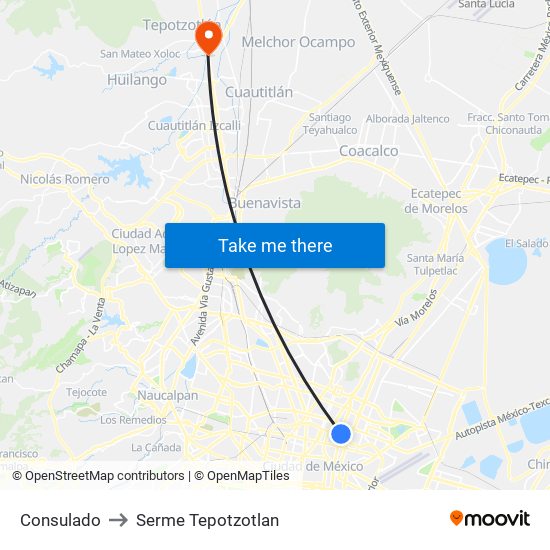 Consulado to Serme Tepotzotlan map